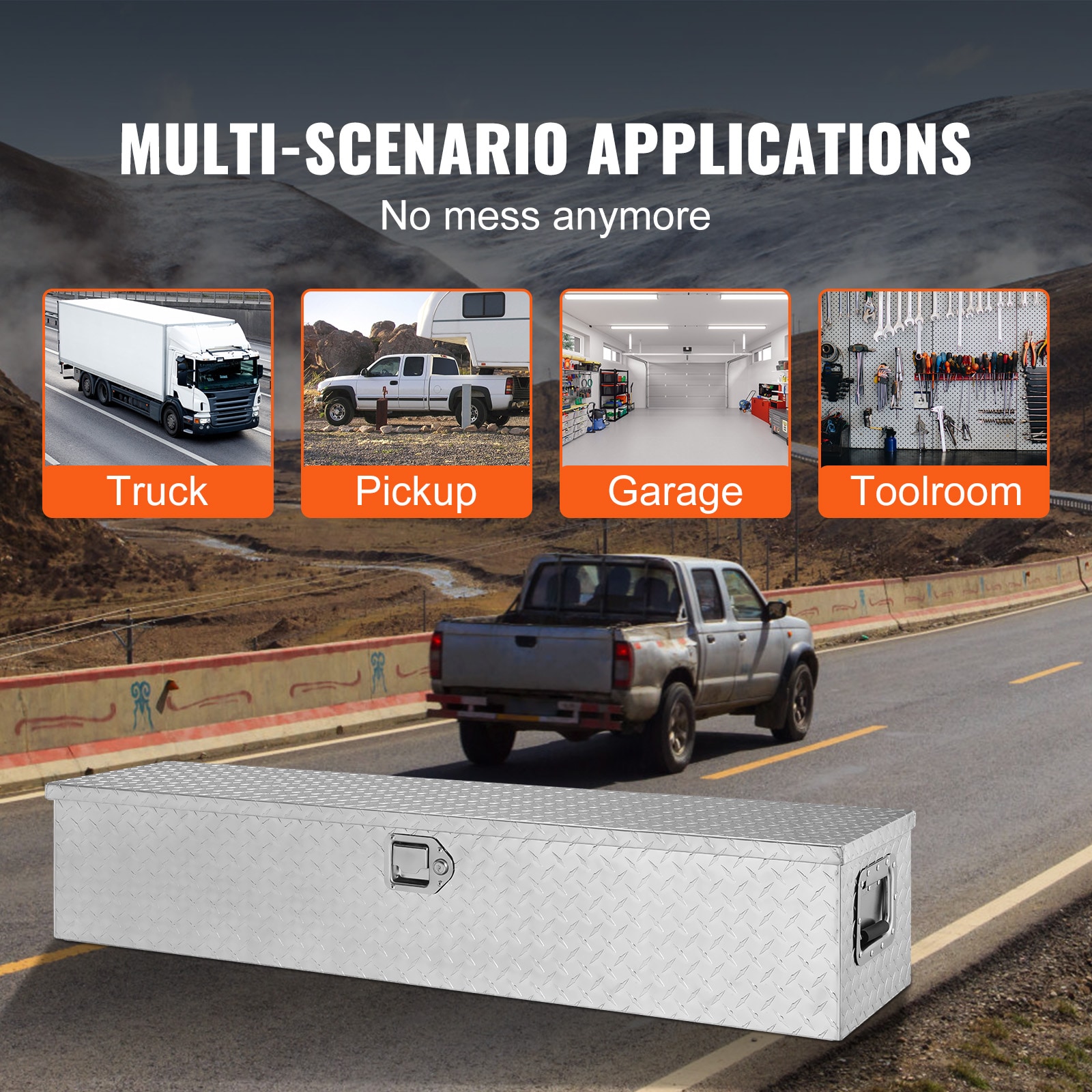 Heavy Duty Aluminium Truck Bed Tool Box With Lock And Side Handles_voghion.com